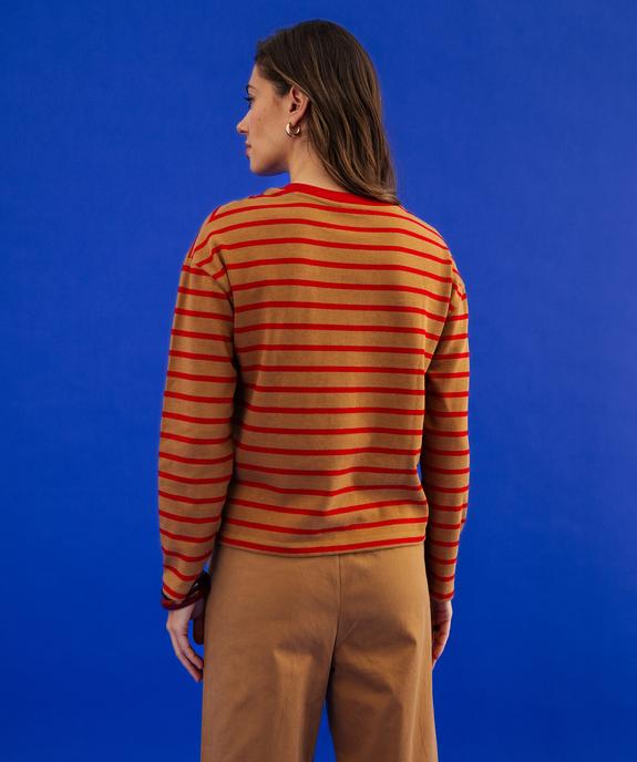 Tee-shirt manches longues rayé en maille femme vue5 - GEMO(FEMME PAP) - GEMO