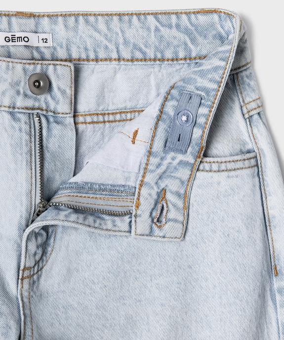 Jean loose à taille réglable en denim 100% coton fille vue3 - GEMO 4G FILLE - GEMO