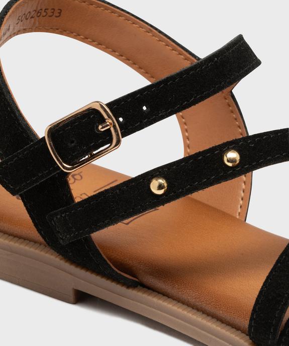 Sandales en cuir plates à brides cloutées femme - Tanéo vue6 - TANEO - GEMO