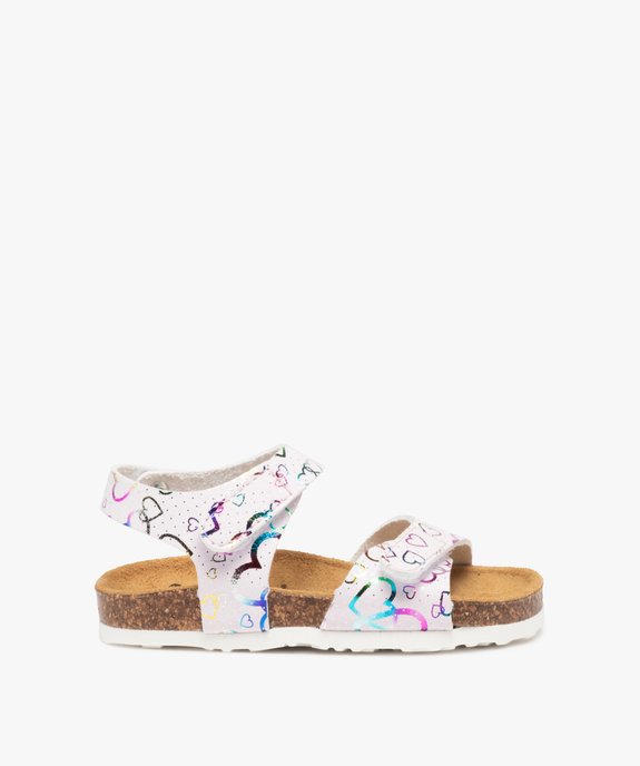 Sandales bébé fille à semelle liège et brides scratch imprimées vue1 - GEMO(BEBE DEBT) - GEMO