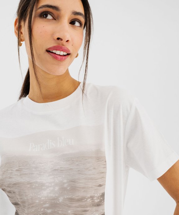 Tee-shirt manches courtes motif océan femme vue4 - GEMO 4G FEMME - GEMO