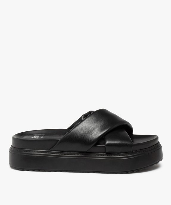 Mules femme plateforme à larges brides rembourrées vue1 - GEMO (CASUAL) - GEMO
