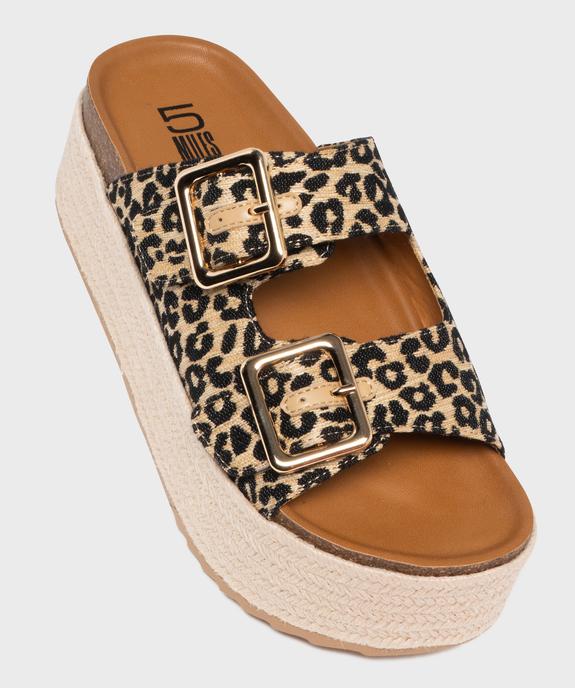 Mules imprimé léopard à semelle plateforme femme - 5 Miles vue5 - 5 MILES - GEMO