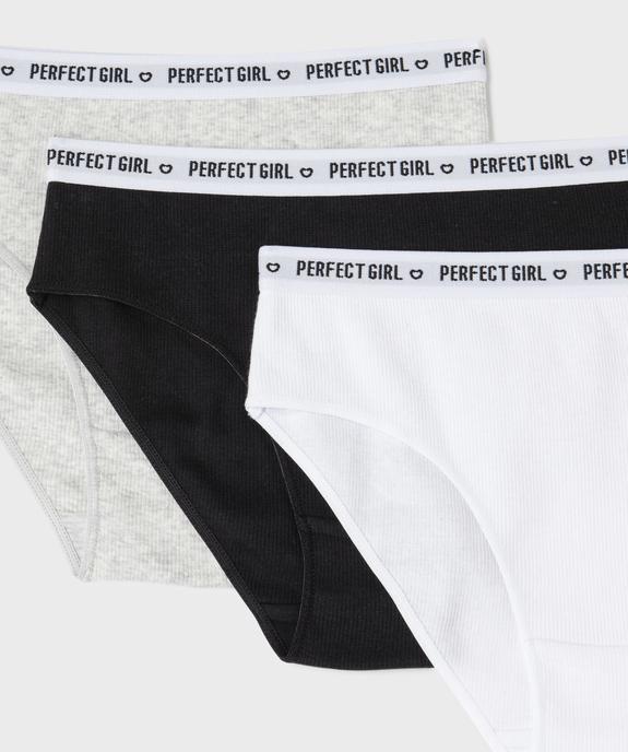 Culottes en maille côtelée coton stretch avec ceinture marquée fille (lot de 3) vue2 - GEMO 4G FILLE - GEMO