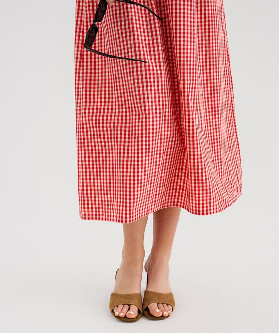 Robe longue à fines bretelles à motif vichy femme vue4 - GEMO(FEMME PAP) - GEMO