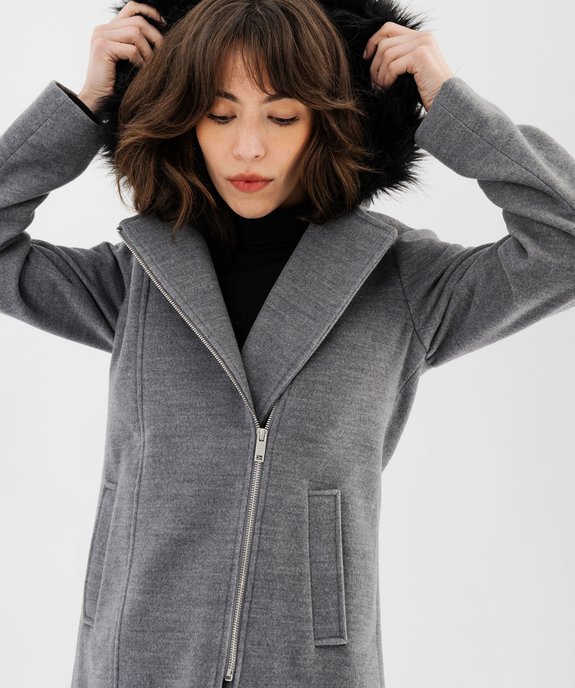Manteau à capuche avec fermeture asymétrique femme vue1 - GEMO(FEMME PAP) - GEMO