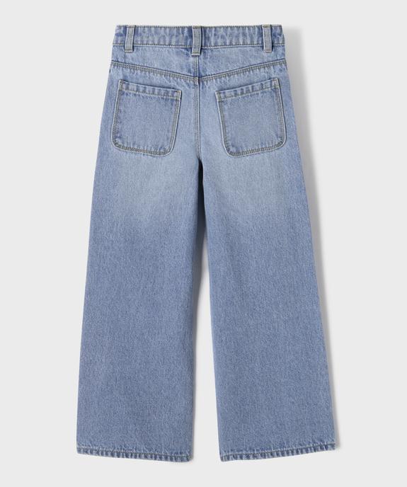 Jean straight à broderies fleuries et taille réglable fille vue5 - GEMO 4G FILLE - GEMO