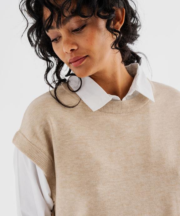 Pull sans manches et chemise 2 en 1 femme vue2 - GEMO(FEMME PAP) - GEMO