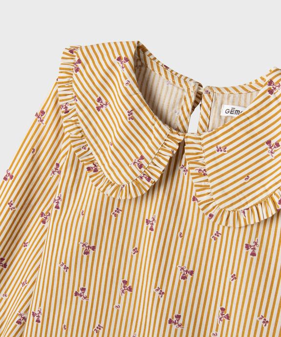 Chemise rayée avec grand col Claudine fille vue4 - GEMO (ENFANT) - GEMO