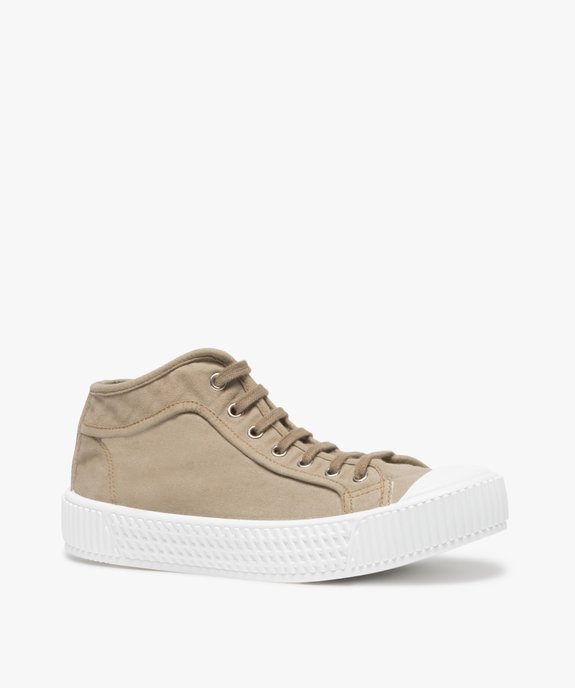Tennis homme en toile unie semi-montantes vue2 - GEMO (CASUAL) - GEMO