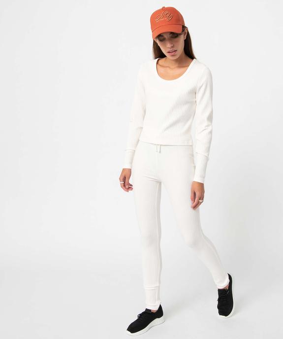 Tee-shirt femme à manches longues en maille côtelée vue6 - GEMO(FEMME PAP) - GEMO