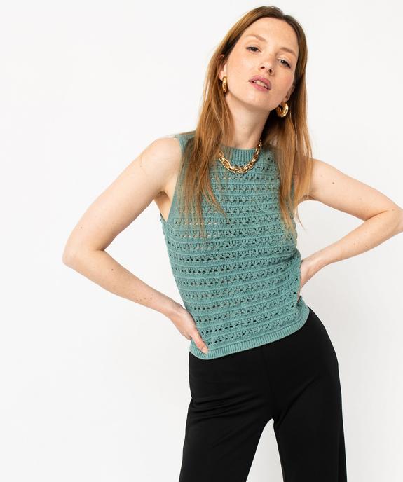 Débardeur en maille ajourée façon macramé femme vue2 - GEMO(FEMME PAP) - GEMO