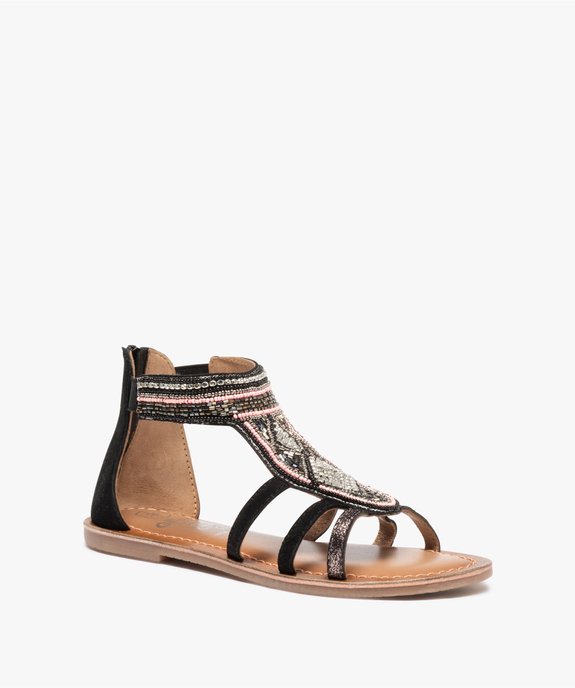 Sandales fille ornées de perles contrefort fermé et zippé  vue2 - GEMO (ENFANT) - GEMO