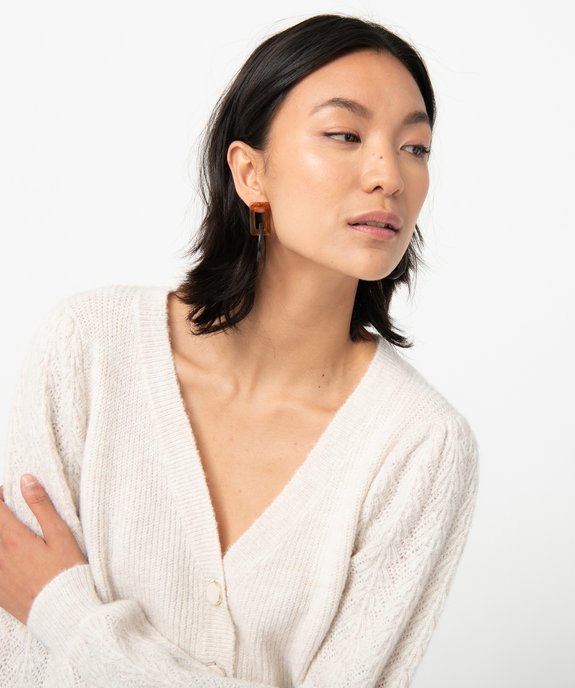 Gilet femme avec manches en maille fantaisie vue5 - GEMO 4G FEMME - GEMO