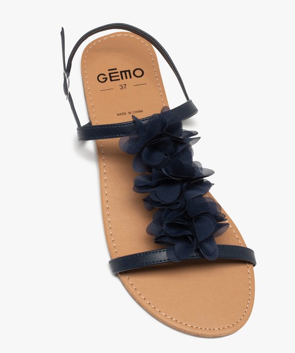 Sandales femme à talon plat ornées de fleurs en tissu vue5 - GEMO (CASUAL) - GEMO