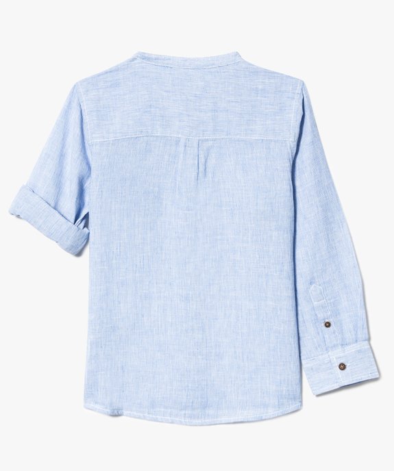 Chemise garçon à col mao en coton et lin vue2 - GEMO (ENFANT) - GEMO