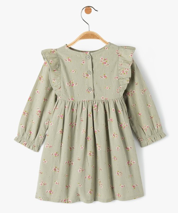 Robe bébé fille en coton plumetis fleuri à volants vue3 - GEMO(BEBE DEBT) - GEMO