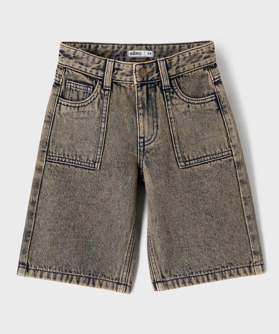 Bermuda en jean délavé coupe skater garçon vue1 - GEMO (ENFANT) - GEMO