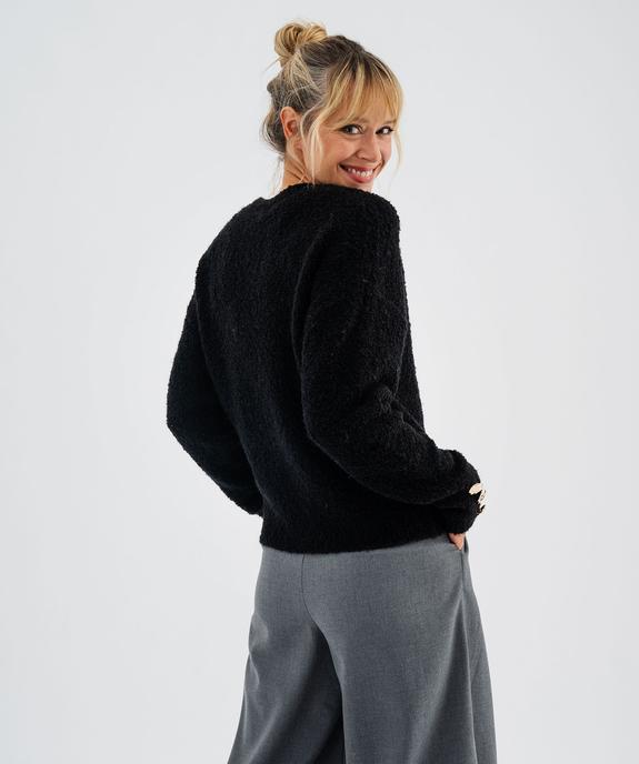 Pull col rond en maille bouclette femme vue3 - GEMO(FEMME PAP) - GEMO