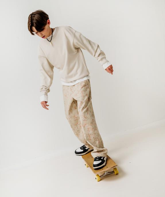 Sweat col rond en molleton bouclette garçon  vue1 - GEMO (JUNIOR) - GEMO