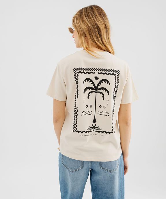 Tee-shirt manches courtes avec inscription positive femme vue3 - GEMO 4G FEMME - GEMO