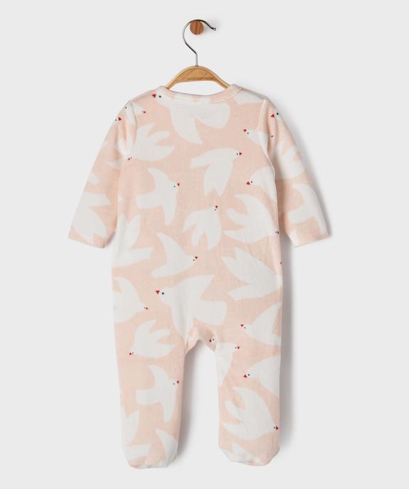 Pyjama en velours à ouverture devant et motif oiseaux bébé vue3 - GEMO 4G BEBE - GEMO