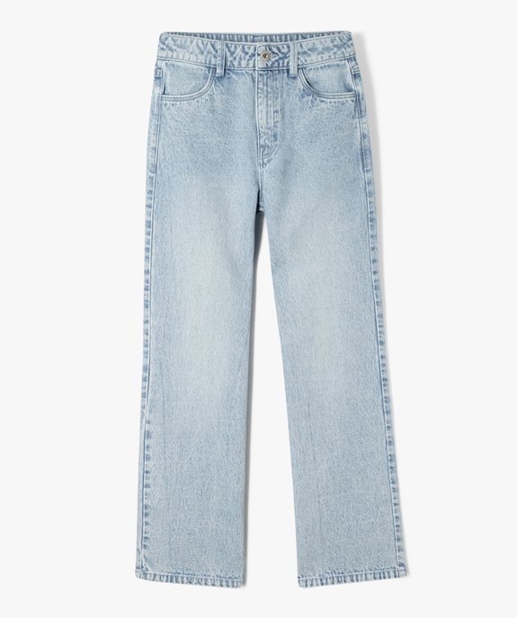 Jean Straight délavé avec taille ajustable fille vue2 - GEMO (JUNIOR) - GEMO