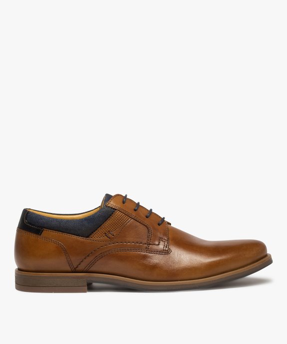 Derbies homme dessus cuir détails denim – Taneo vue1 - TANEO - GEMO