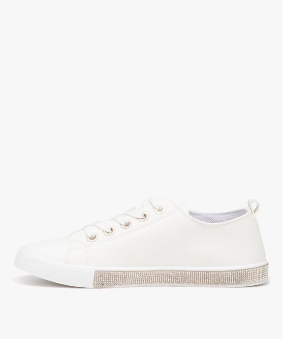 Baskets femme unies style rétro avec semelle à strass vue3 - SANS MARQUE - GEMO