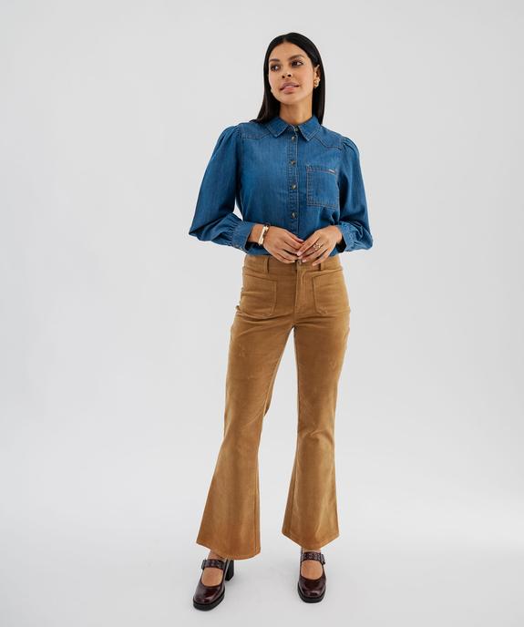 Pantalon flare taille haute en velours extensible femme - LuluCastagnette vue5 - LULUCASTAGNETTE - GEMO