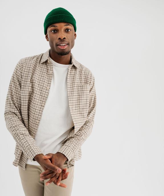 Chemise à carreaux en flanelle de coton homme vue4 - GEMO 4G HOMME - GEMO