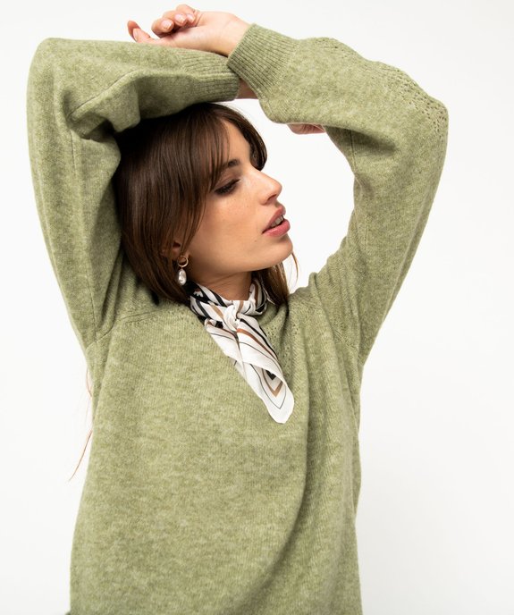 Pull en maille ajourée avec boutons décoratifs femme vue2 - GEMO 4G FEMME - GEMO