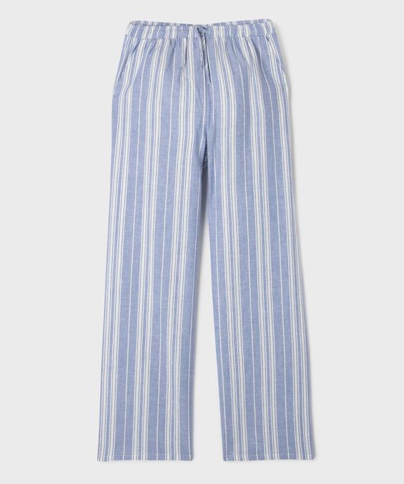 Pantalon large en viscose et lin taille ajustable fille vue1 - GEMO 4G FILLE - GEMO