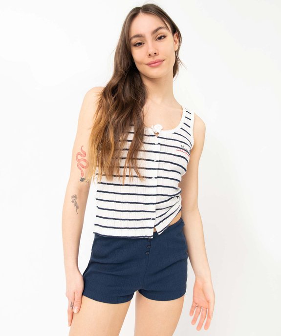 Pyjashort femme bicolore - LuluCastagnette vue2 - LULUCASTAGNETTE - GEMO