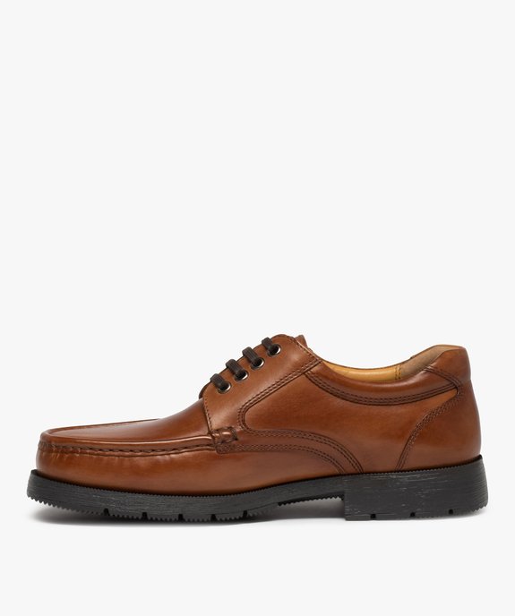 Chaussures bateau homme confort dessus cuir uni vue3 - GEMO (CONFORT) - GEMO