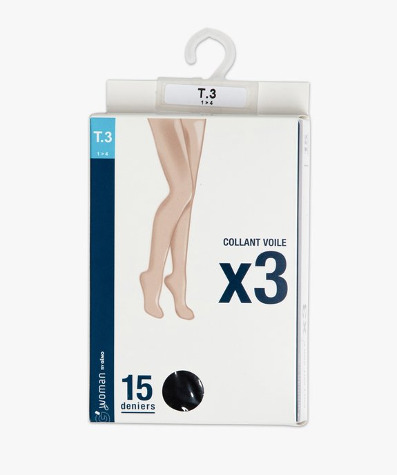 Collants femme voile 15 deniers (lot de 3) vue3 - GEMO(HOMWR FEM) - GEMO