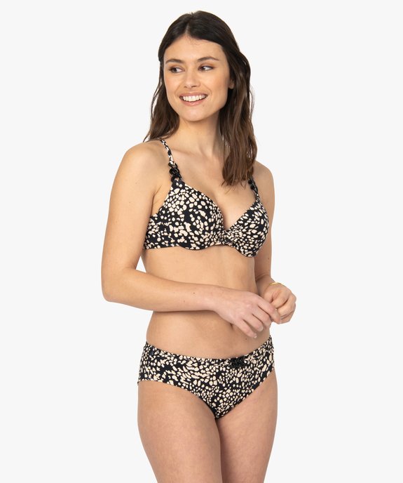 Haut de maillot de bain femme tacheté avec bonnets paddés vue3 - GEMO (PLAGE) - GEMO