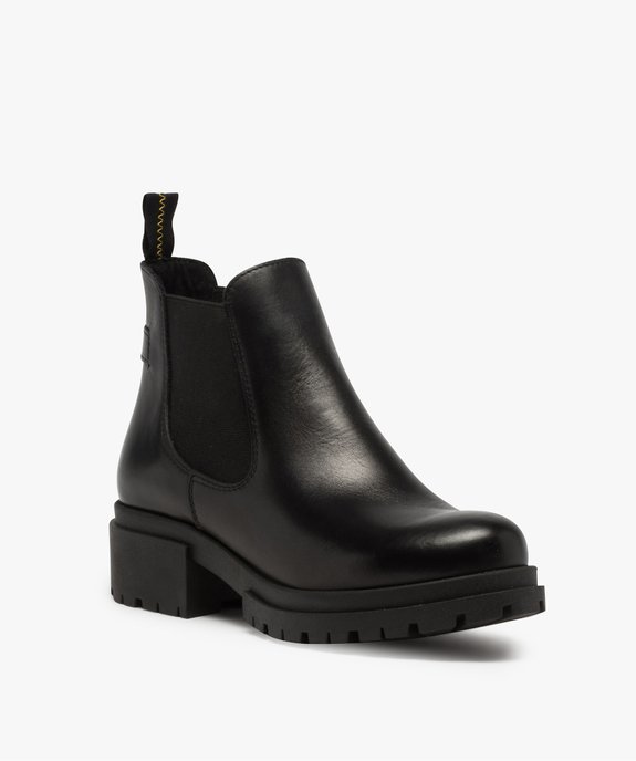 Boots femme style chelsea unis à talon carré et semelle crantée  vue2 - GEMO (CASUAL) - GEMO