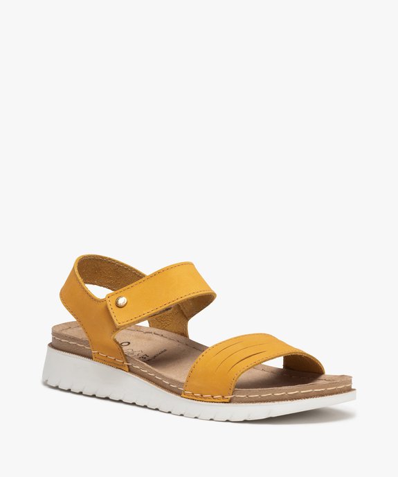 Sandales femme confort à brides en cuir  vue2 - GEMO (CONFORT) - GEMO