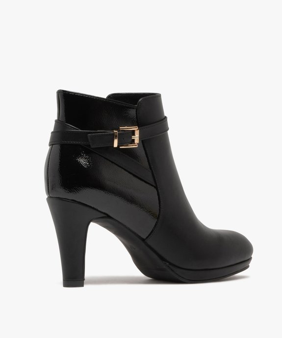 Bottines femme à talon fin avec détail vernis et à zip vue5 - GEMO(URBAIN) - GEMO