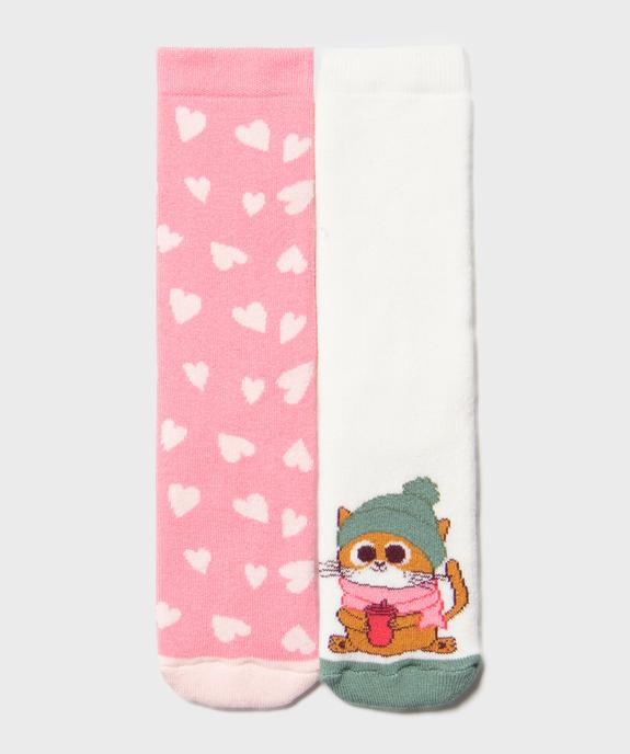 Chaussettes antidérapantes à motifs girly fille (lot de 2) vue1 - GEMO 4G FILLE - GEMO