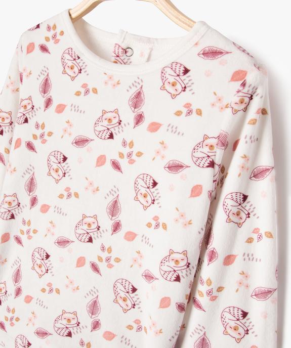 Pyjama en velours 2 pièces imprimé bébé fille vue2 - GEMO(BB COUCHE) - GEMO