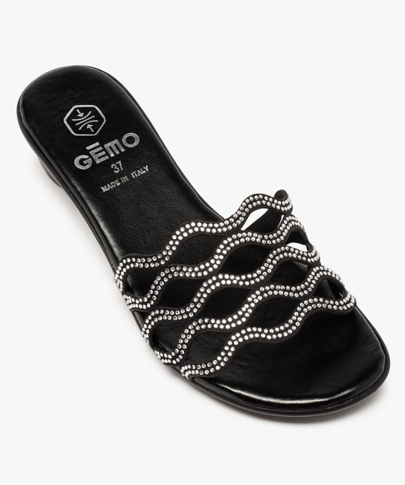Mules femme dessus ajouré à strass et talon compensé vue5 - GEMO(URBAIN) - GEMO