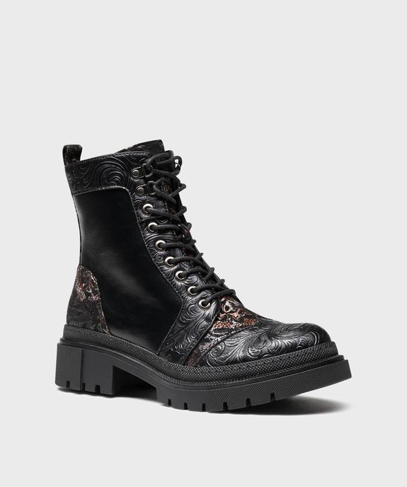 Boots avec empiècements texturés sur semelle crantée femme - Emilia Rosa - EMILIA ROSA Boots avec empiècements texturés sur semelle crantée femme - Emilia Rosa vue2 - EMILIA ROSA - GEMO