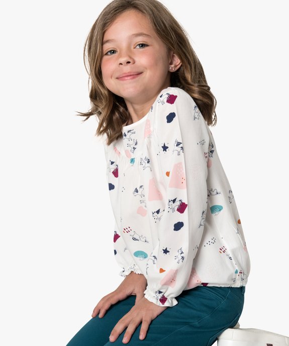 Blouse fille fluide à motifs et manches bouffantes vue1 - GEMO (ENFANT) - GEMO