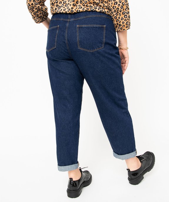 Jean femme grande taille délavé coupe mom taille élastiquée vue3 - GEMO 4G GT - GEMO