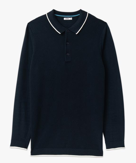 Pull col polo en maille piquée homme vue4 - GEMO 4G HOMME - GEMO