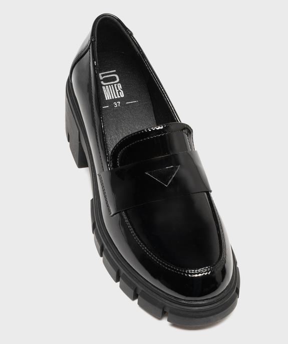 Mocassins vernis sur semelle crantée et talon bloc femme - 5 Miles vue5 - 5 MILES - GEMO