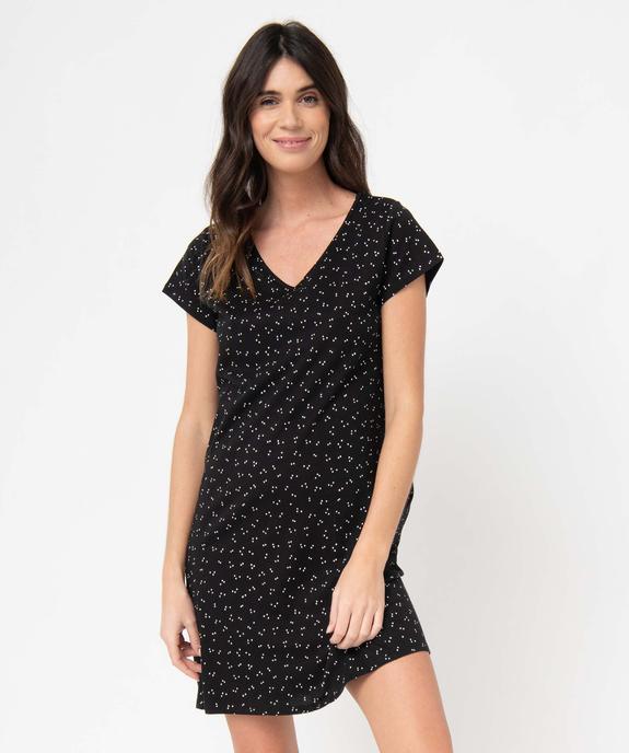 Chemise de nuit imprimée à manches courtes femme vue1 - GEMO 4G FEMME - GEMO