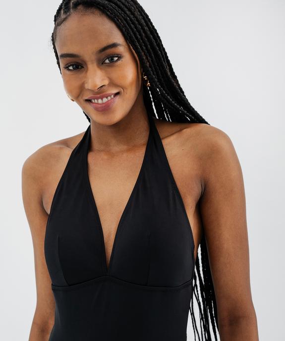 Maillot de bain 1 pièce avec liens à nouer dans le cou femme vue2 - GEMO (PLAGE) - GEMO